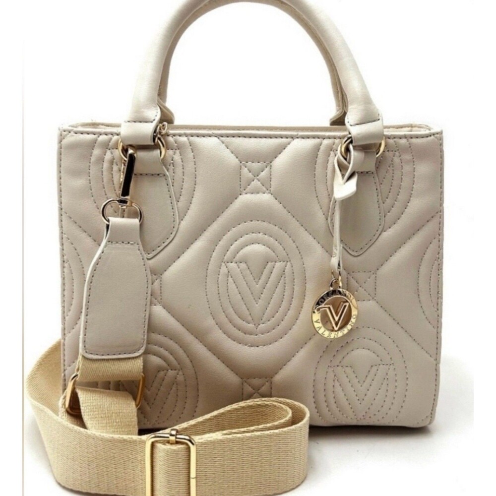 NWT Valentino Orlandi Style V-2012 Top Handle Quilted Crossbody Bag in Bone